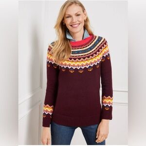 Talbots Fair Isle Yoke Crewneck Sweater S